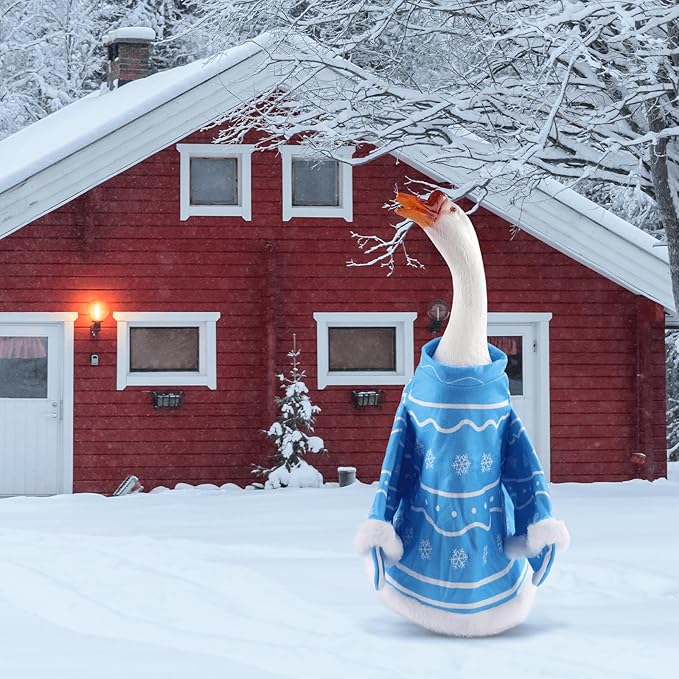 Goose Outfit, Winter Goose Outfits for Cement Goose Cute Goose Costume Yard Goose Clothing Goose Yard Statue Clothes for Outdoor Patio Yard Lawn Statueart Goose Decoration(Dwarf)