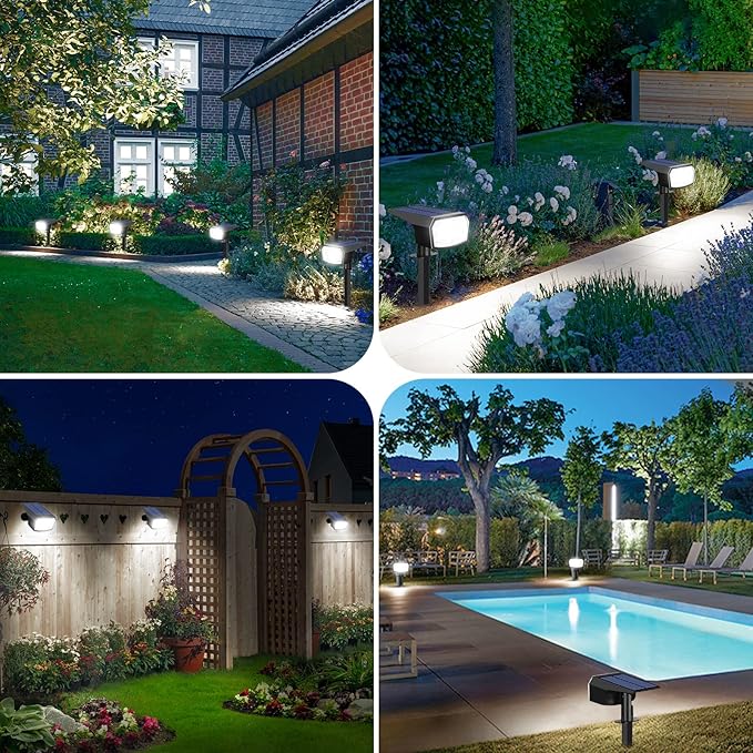 8-Pack Solar Spot Lights Outdoor, 59 LED Solar Lights Outdoor Waterproof, Outdoor Solar Lights for Yard with 3 Lighting Modes, Landscape Spotlights for Garden Pathway Driveway Walkway