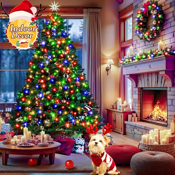 KNONEW 600ft 1500 LED Outdoor Christmas String Lights 8 Modes & Timer Fairy Light Plug in Waterproof Hanging Lighting for Xmas Yard Tree Wedding Party Holiday Decorations(Multicolor)