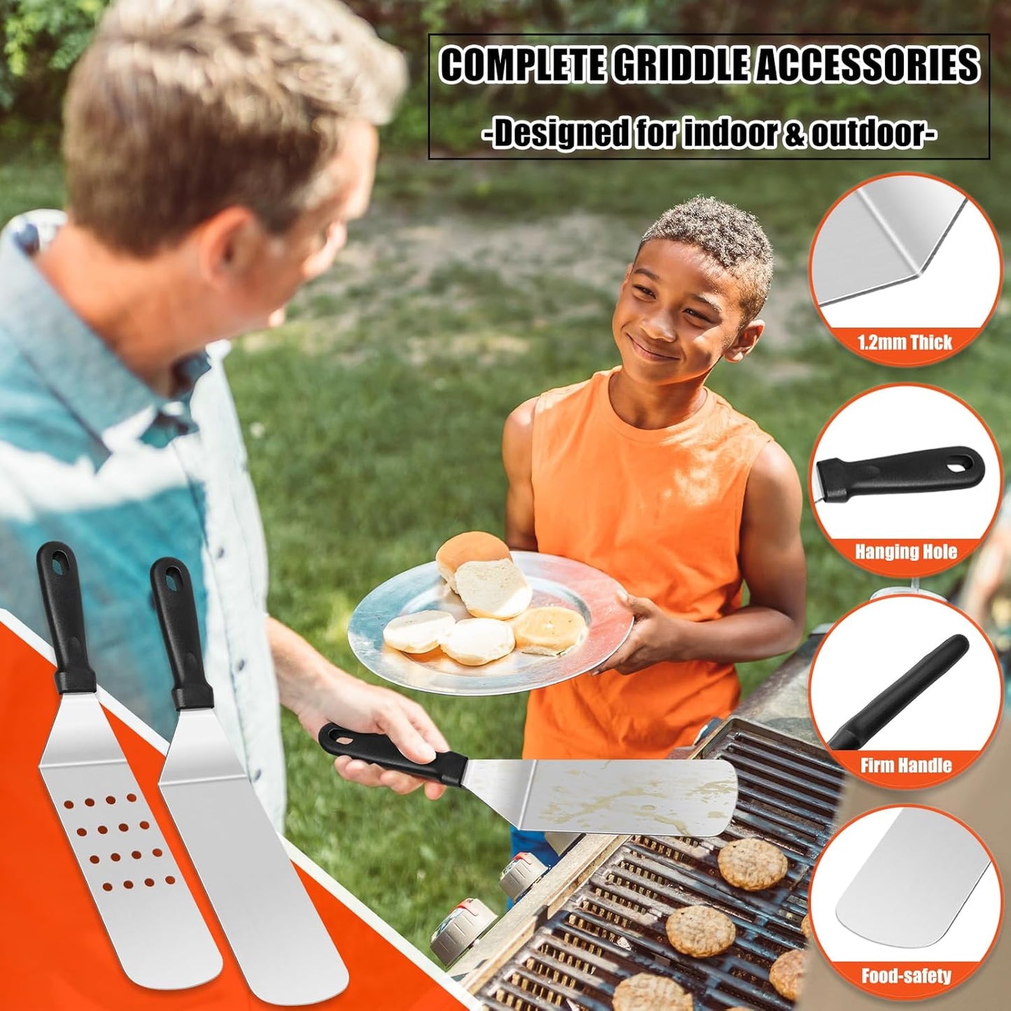 Griddle Accessories Kit,35 PCS BBQ Accessories for Blackstone and Camp Chef,Stainless Steel Flat Top Grill Accessories with Carry Bag,Griddle Dome Spatula Set with Burger Press for Outdoor