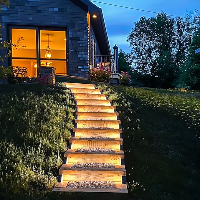 Solar Step Lights for Outside,12pack Solar Stair Lights Outdoor Waterproof IP67,Outdoor Deck Step Lights,Solar Outdoor Lights for Staircase,Patio,Front Step(Warm Brown)