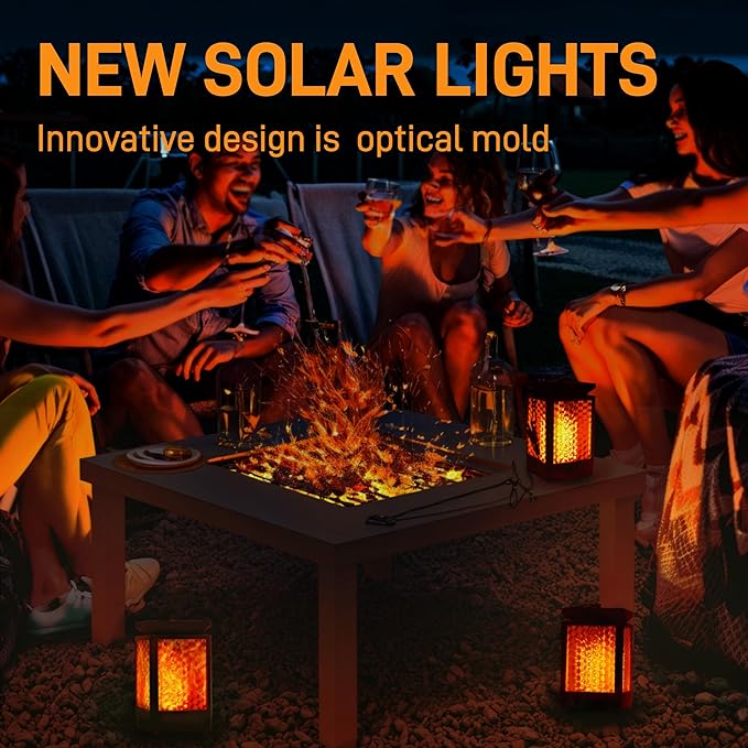 Solar Lantern Outdoor Lights, 3 Modes Changing Flickering Flame Solar Lights Outdoor Waterproof, Hanging Outdoor Solar Lanterns Lights, Solar Powered Lanterns for Yard Garden Decor