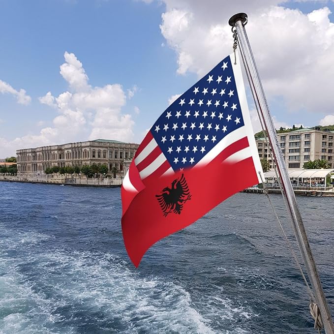 Vintage America Albania Albanian Flag Garden Yard House 2x3 ft Flags Double Sided Print Banner Indoor Outdoor Party Home Decorations for Boat Dorm House Balcony