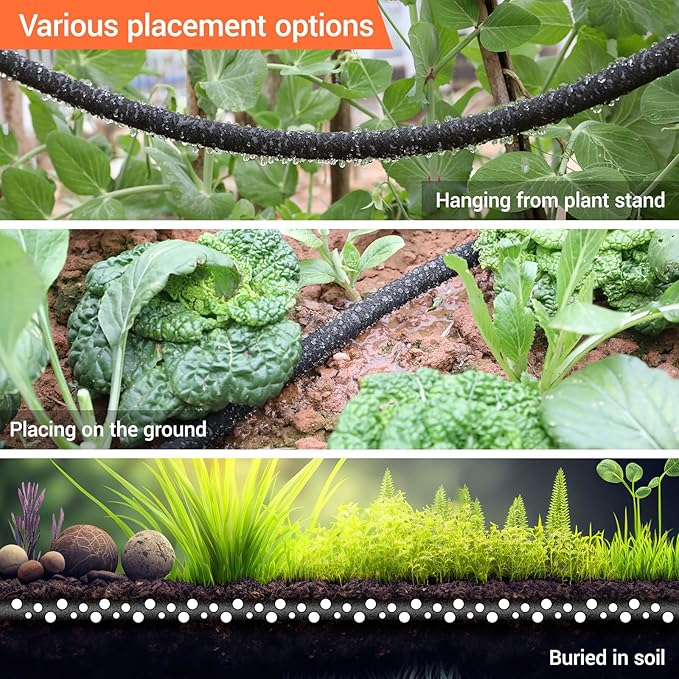 MAMIZO Soaker Hose Kit 150 ft 1/2", Solid Brass Connectors Rubber Longer Lasting, Heavy Duty Drip Hose to Save 70% Water, Soaker Hose for Garden, Lawn and Yard