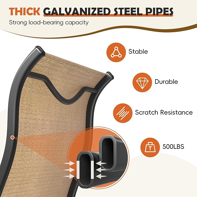 UDPATIO Patio Dining Chairs Set of 6, High Back Wide Seat Outdoor Furniture Chairs with All Weather Breathable Textilene, for Garden Lawn, Brown