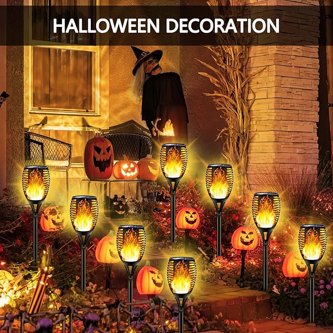 4PCs Solar Torch Lights Outdoor, 43 inch 96 LED, Waterproof Landscape Garden Pathway Light with Vivid Dancing Flickering Flames, with Auto On/Off Dusk to Dawn, for Christmas Lights Decoration