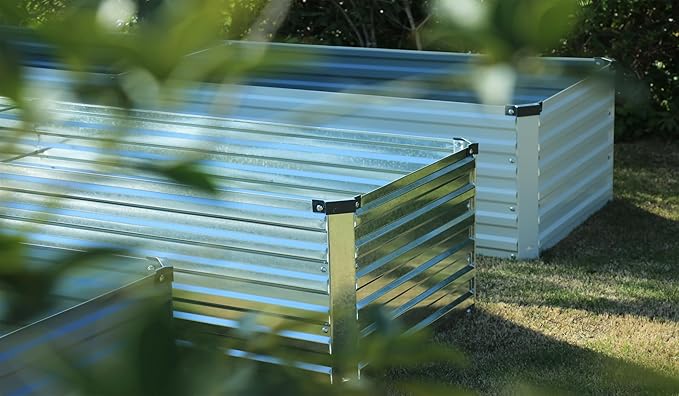 2 Pcs 4×3×1FT Galvanized Raised Garden Bed,Metal Planting Box for Outdoor Vegetable, Herb,Planter Gardening (Silver)