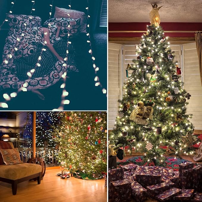 C9 Clear Christmas String Light Set, 100 Feet Vintage Christmas Tree Lights, Outdoor Roofline String Lights with 100 Clear Bulbs for Patio Garden Holiday Indoor Home Decorating, Not Connectable
