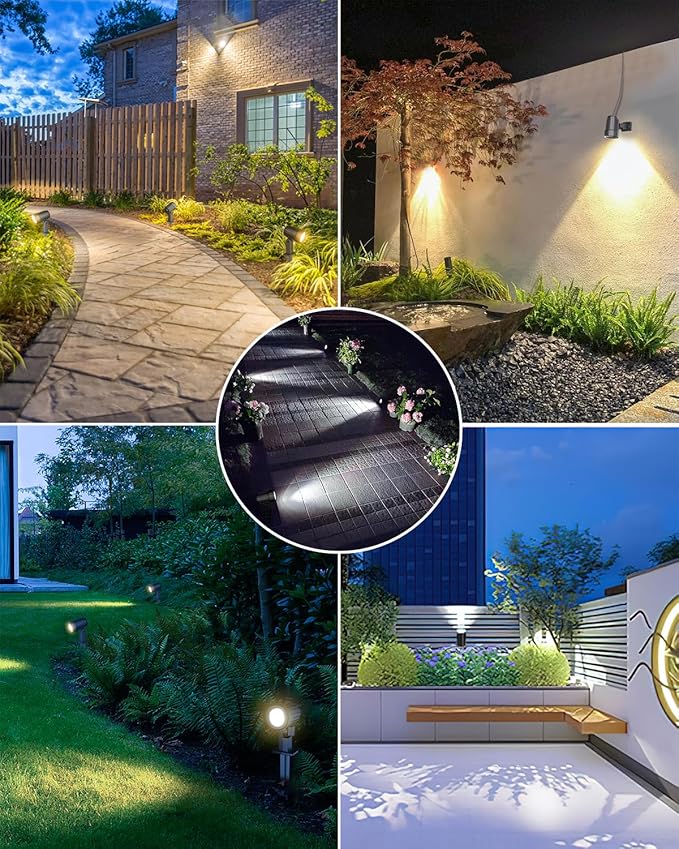CLY 6 in 1 Solar Spotlights Landscape Outdoor Garden, Solar Spotlights IP66 Waterproof Landscape Lighting with Remote 18M Cable for Garden, Lawn, Patio, 2700K/4000K/6500K