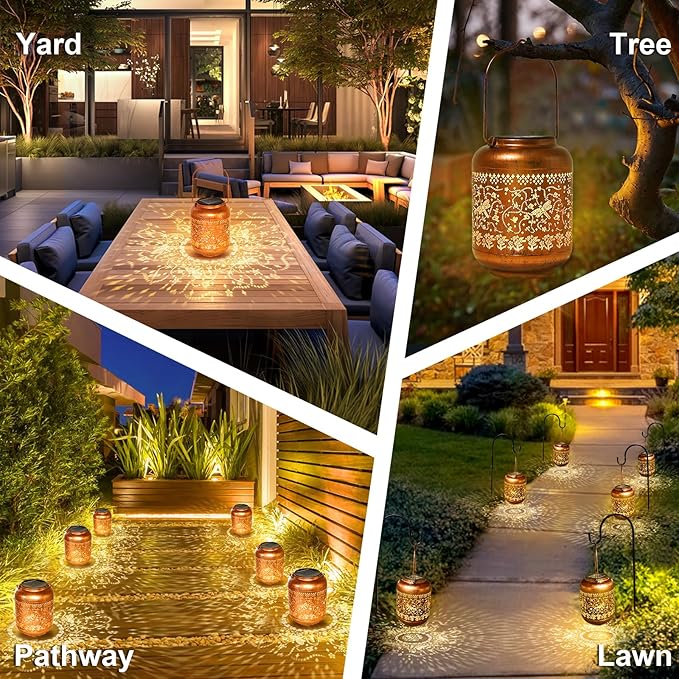 Dragonfly Solar Lanterns Outdoor Hanging Waterproof Dragonfly Garden Decor Christmas Gifts for Women Mom Grandma Metal Solar Lights Decoration Outside for Yard, Patio,Pathway Landscape