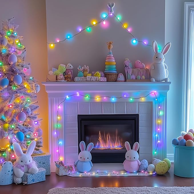 JMEXSUSS 500 LED Easter Lights Outdoor Indoor, 173ft Multicolor Easter String Lights, 8 Modes Colorful Christmas Light Plug in for Room Party Decorations