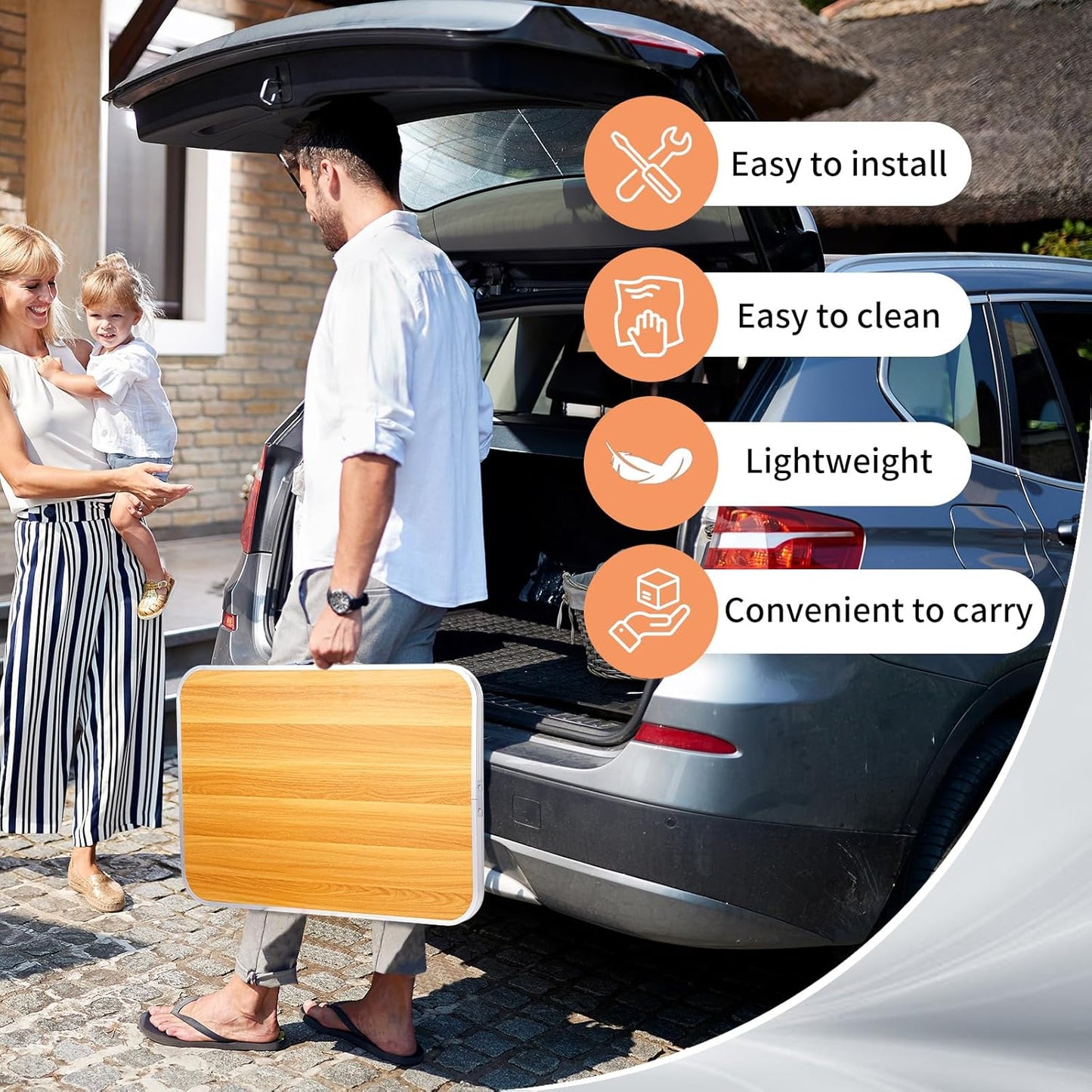 Outvita 2.3ft Portable Folding Camping Table, Outdoor Waterproof Picnic Table, Aluminum Lightweight Suitcase Foldable Table for Picnic BBQ Beach Dining