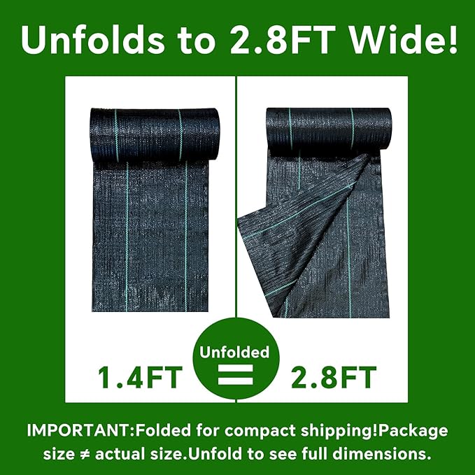 Weed Barrier Landscape Fabric Heavy Duty,3.2 OZ Premium Garden Weed Blocker Fabric for Weed Control, Plastic Ground Cover with Woven Weed Cloth,Durable Landscaping Fabric (2.8 X 100FT)