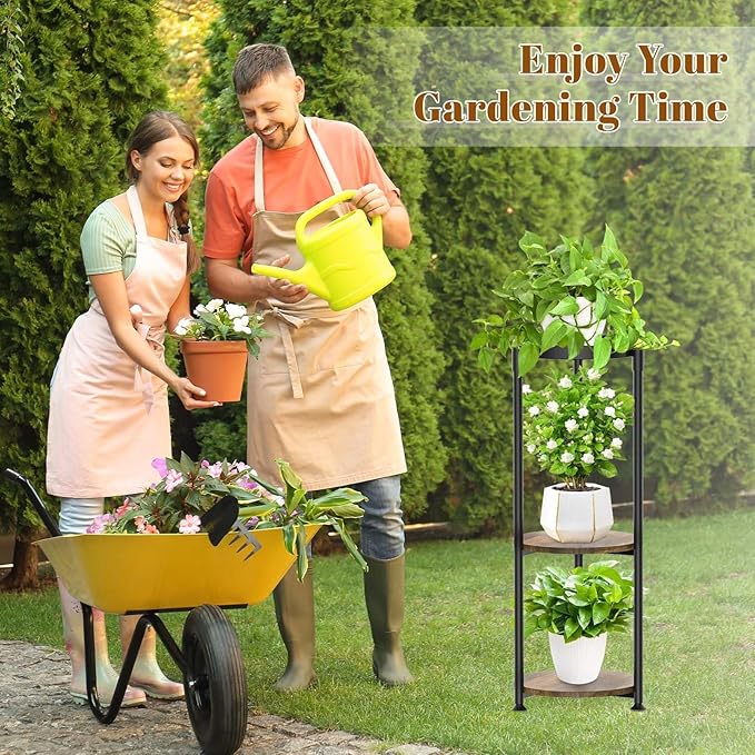 KMOTASUO 3 Tier Tall Metal Plant Stand, 35 Inch Plant Stands Indoor Outdoor, Rustproof Flower Pot Holder Display Rack for Corner Patio Garden Balcony Living Room