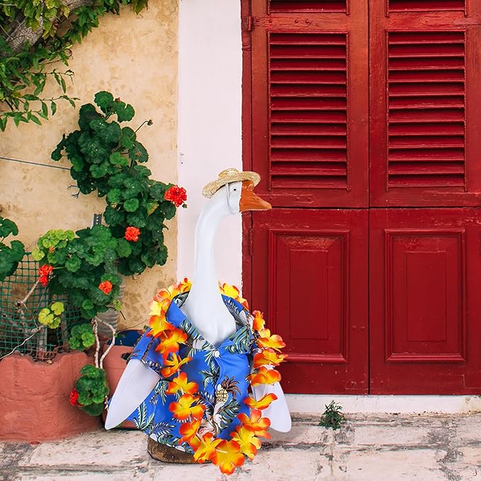 Goose Outfit Yard Porch Goose Clothes Silly Lawn Shirt for 23'' Cement Duck Decorations(Summer)