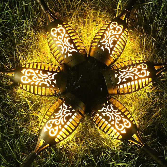 Solar Lights Outdoor 6 Pack, Solar Torch Light with Flickering Flame, Waterproof Outdoor Lighting Solar Powered Pathway Lights, Decoration Lighting for Garden Yard Patio, Auto On/Off