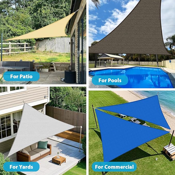 Amagenix Sun Shade Sail 8'X9'X12' Curved Edge Outdoor Shade Canopy Light Grey Breathable 95% UV Block Shade Cloth for Patio Garden Backyard (We Make Custom Size)