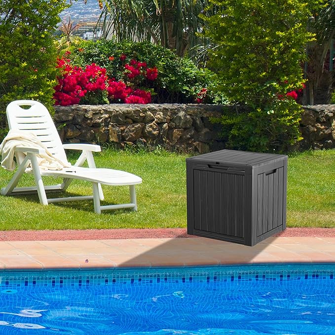 30 Gallon Waterproof Outdoor Storage Box - All-Weather Deck Box for Patio & Pool, Lockable Resin Patio Deck Box with UV Protection, Matte Black