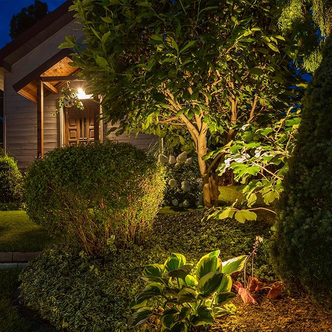 GKOLED 6 Pack Solid Brass Landscape Spotlight, 12V AC/DC Outdoor Low Voltage Landscape Lights, Garden Patio Trees Spot Up Light, Directional LED Uplight Waterproof Fixture with ABS Spike, No MR16 Bulb