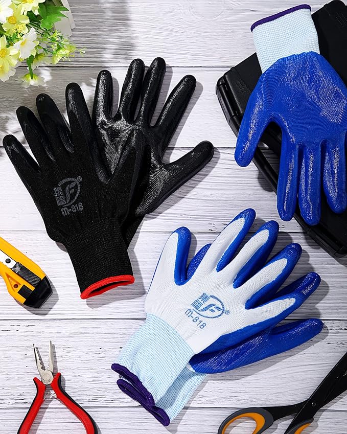 Nuogo 24 Pairs Gardening Gloves for Men Women Rubber Coated Landscaping Work Gloves Safety Work Construction