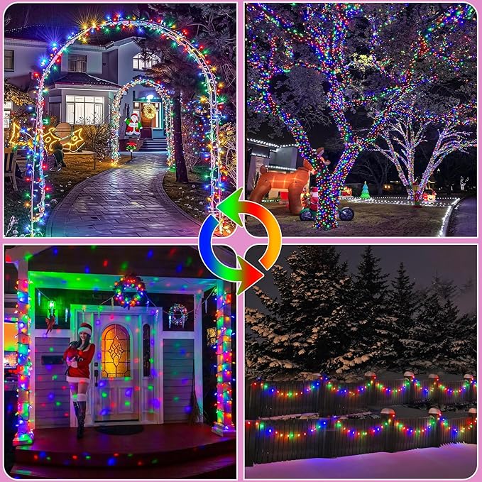 2 Pack Solar String Lights for Outside, Each 40Ft 120 LED Solar Lights Outdoor, 8 Modes Waterproof Solar Powered Fairy Twinkle Light for Backyard Patio Tree Party Garden Decoration, Multicolor