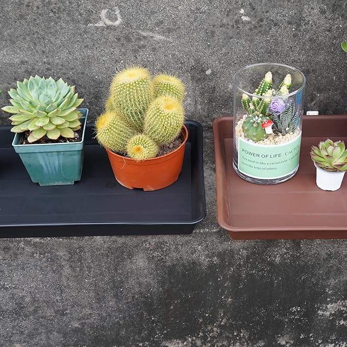 4 Pack Plant Growing Nursery 1020 Trays, Plant Saucer Tray, Heavy Sturdy Seed Starting Trays, Plant Saucer for Indoors No Holes, Seed Starter Growing Tray (22"x11.2", Black)