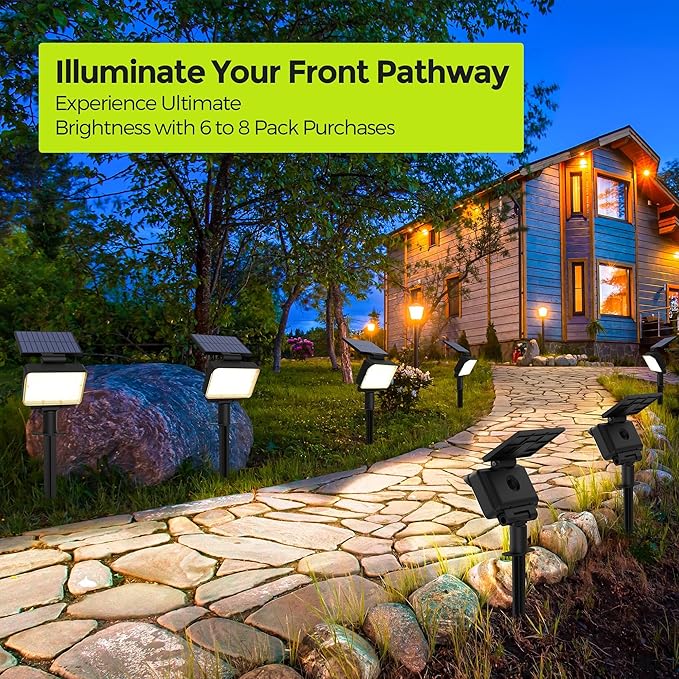 Solar Spot Lights Outdoor Waterproof for Flag, Tree, House, Garden, Yard, Landscape Spotlights for Accent Uplighting Halloween Christmas Decorations-6 Pack