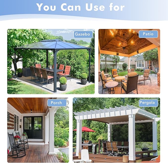 HolidayIdeas White Outdoor Sheer Curtains for Patio Waterproof, 4 Panels - 100 x 95 Inch - Extra Wide Voile Outside Curtains Light Filtering Grommet Drapes for Front Porch, Gazebo, Pergola, Backyard