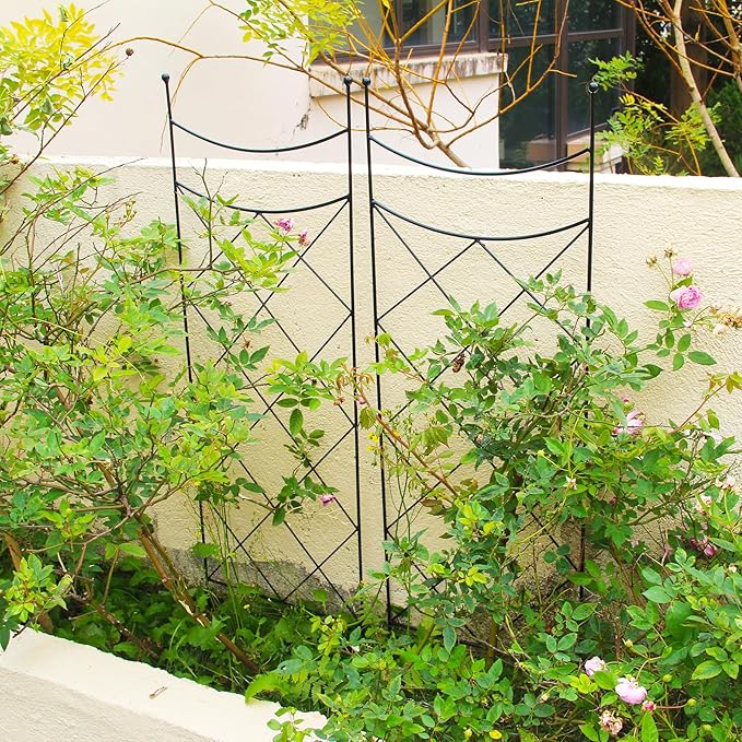 45.3" H x 15" W Metal Garden Trellis for Climbing Plants, Black Iron Trellis for Vines Plant Rose Vegetable Support,Large Decorative Outdoor Trellis,2 Pack