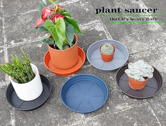 Plant Saucer 14 Inch 4 Pack 6 8 10 12 14 16 18 20 25, Plastic Plant Trays for Pots,Extra-Deep Plant Water Dray Tray, Bird Bath Bowl, Heavy Flower Plant Saucers Indoors and Outdoor No Holes