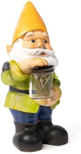 VP Home Jar Garden Gnomes Lawn Gnome with Solar Light Great Addition for Your Garden Solar Powered Knome Gifts for Outside Patio Lawn (Yellow Hat)