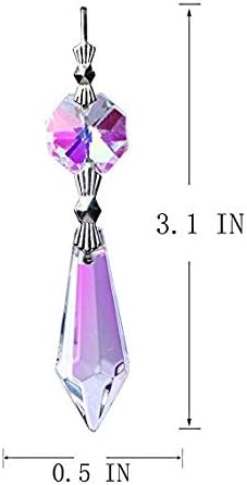 HDCRYSTALGIFTS Hanging Rainbow Maker Colorful Crystal Chandelier Parts Drops Icicle Prisms Fengshui Suncatcher (38mm,20pcs)