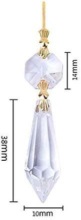 HDCRYSTALGIFTS 20Pcs 38mm Replacement Clear Chandelier Icicle Crystal Prisms Octogan Crystal Bead for Lamp Decor,Gold Bow Tie Connectors