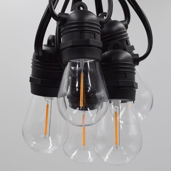 Hometown Evolution, Inc. E26 Commercial String Lights with 16 Gauge Wire (S14 LED Plastic, 100 Foot 50 Socket)