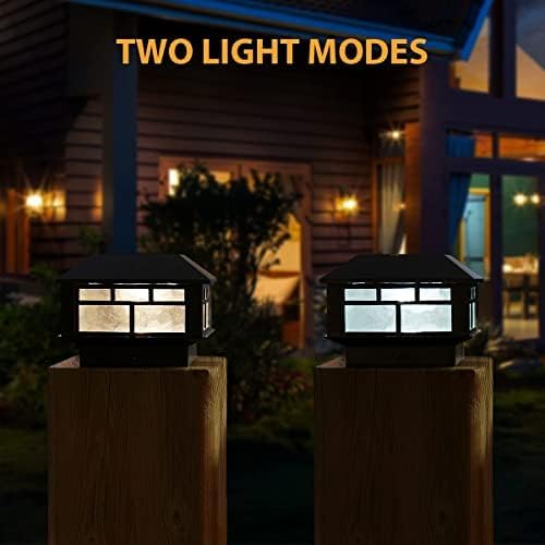 Solar Post Cap Lights Fit 3.5x3.5 4x4 5x5 Wood Posts Black Fence Post Light Solar Powered 12 Packs