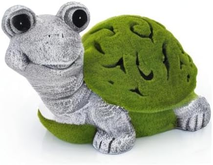 VP Home Lazy Turtle with Flocked Shell Solar Powered LED Outdoor Decor Garden Light - Great Addition for Your Garden, Solar Powered Light, Suitable for Outside Patio Lawn Gifts