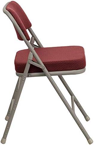 Flash Furniture HERCULES Series Premium Curved Triple Braced & Double Hinged Burgundy Fabric Metal Folding Chair