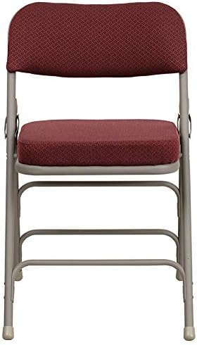 Flash Furniture HERCULES Series Premium Curved Triple Braced & Double Hinged Burgundy Fabric Metal Folding Chair