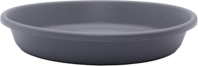 The HC Companies 6 Inch Round Plastic Classic Plant Saucer - Indoor Outdoor Plant Trays for Pots - 6.75"x6.75"x1.13" Warm Gray