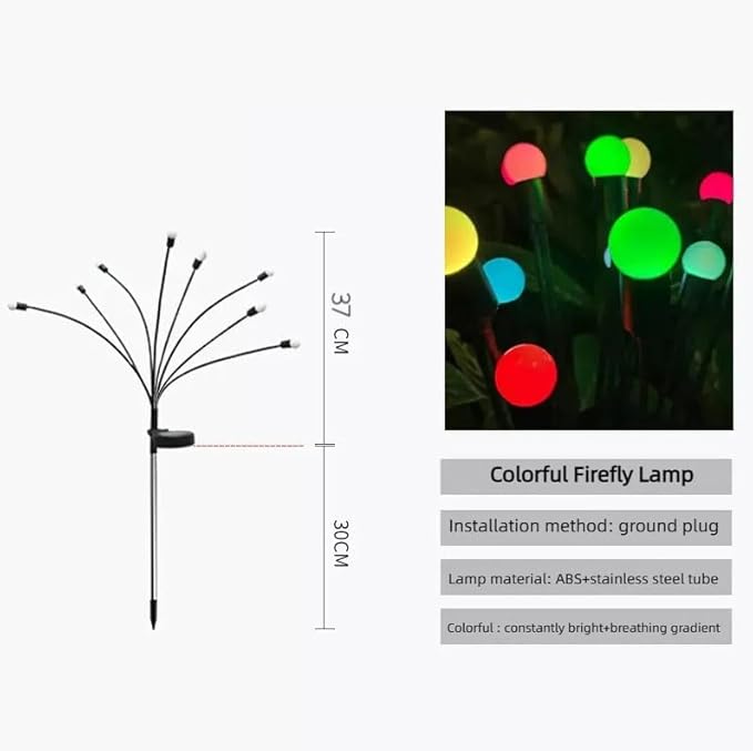 COVS Solar Garden Lights 8 LED Vibrant Firefly Starburst Swaying Lights by Wind Solar Lights for Outside Garden Decoration Firefly Lamp Outdoor Waterproof Multi Color (8 Pack, Multi-Colored)