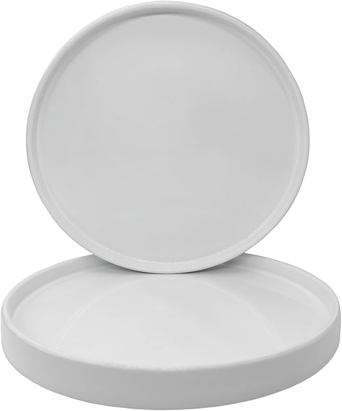 2 Pack Ceramic Plant Saucer Pot Tray 8 Inch, Planter Saucers 4 5 6 7 8 9 10 11 12 Inch for Indoors Outdoor, Durable Sturdy Flower Drainage Tray for Glazed Pots Base (8.5 Inch White)