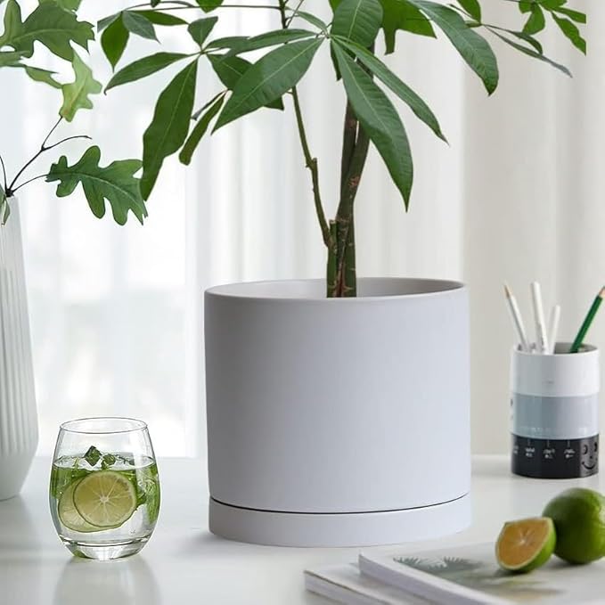 Plant Saucer Pot Tray Planter Saucers 4 Pack 4 5 6 7 8 9 10 11 12 13 Inch for Indoors Outdoor, Durable Sturdy Ceramic Flower Drainage drip Water Tray for Glazed Pots Base (4.7 Inch-White)