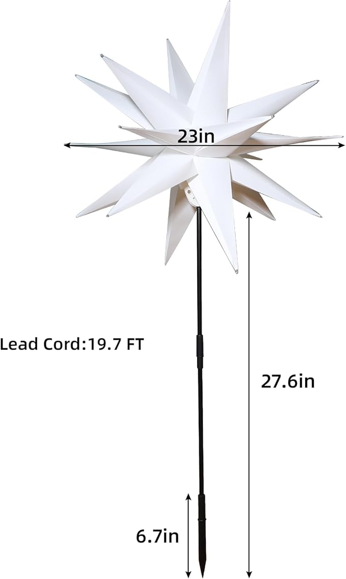 RGB Moravian Star Light Dinamic 23" Multicolor Hanging Lantern with Remote Control for Indoor Outdoor Tree Porch Patio Hallway Decoration