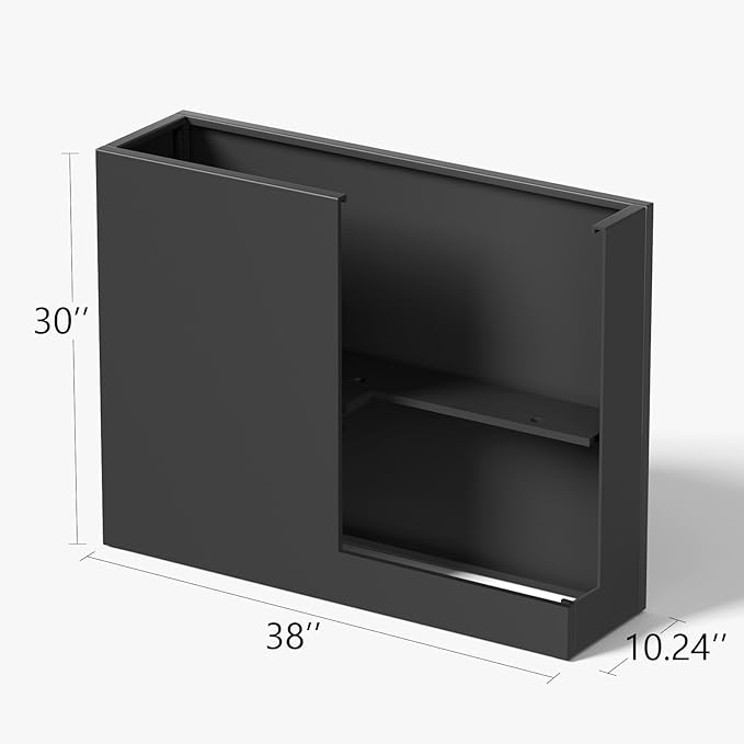 Stoog 38" Metal Tall Rectangular Planters Set of 2 - All-Weather Planter Box for Indoor/Outdoor Use, with Removable Insert Shelf, for Plants, Flowers, Garden, Black