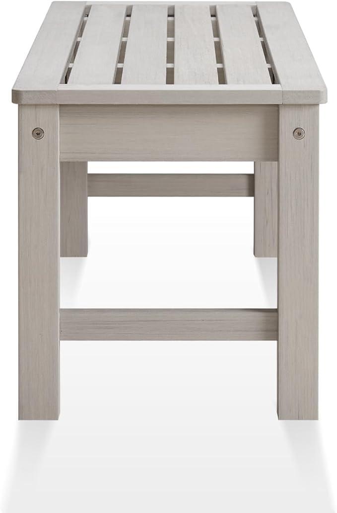 Psilvam 2-Person Outdoor Poly Lumber Patio Backless Bench, Fade-Resistant & Odor-Free Poly Lumber Patio Furniture, Weatherproof, Suitable for Garden, Porch and Park, 700 Lbs Support (2pcs, Grey)