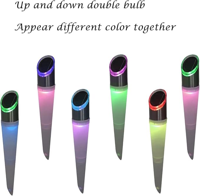 pearlstar Solar Lights Outdoor Garden Pathway Lights LED White&Color Changing Lights Landscape Lighting Waterproof for Path Lawn Patio Yard Walkway Driveway,4 LED Bulbs& 2 Lights Effect (6pack)