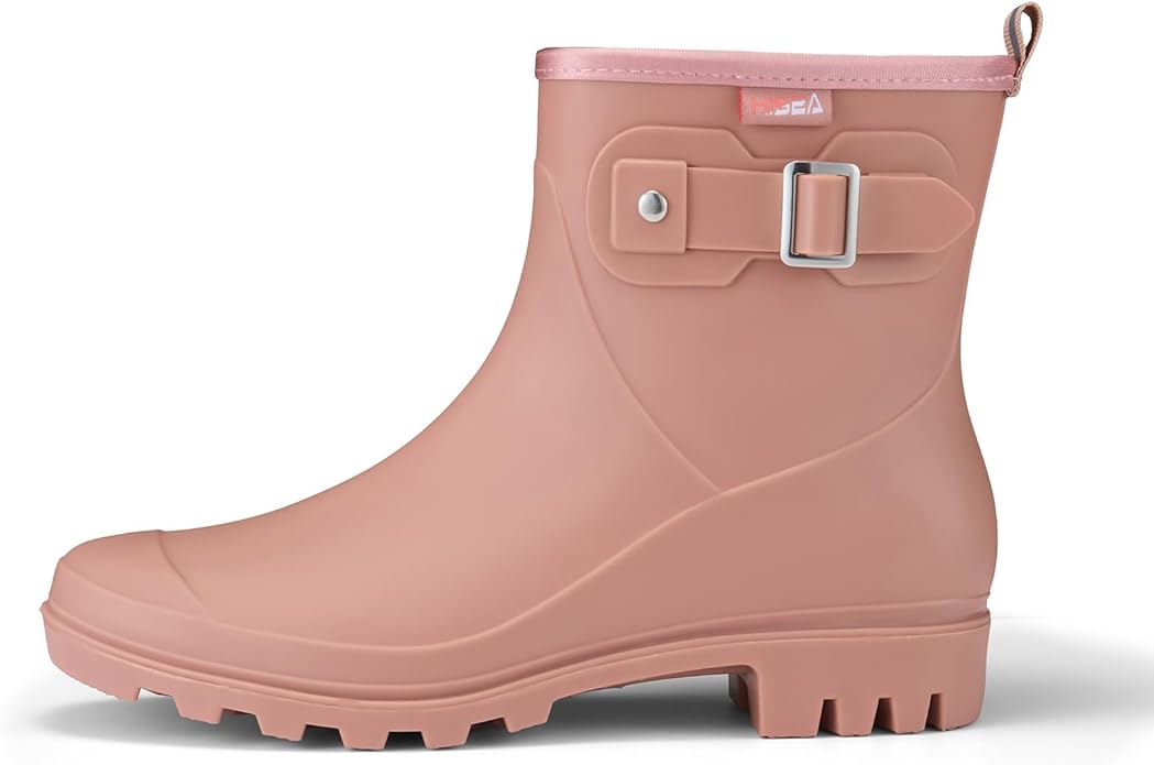 HISEA Women's Ankle Rain Boots Waterproof, Fashion Short Garden Shoes Anti-slip for Women with Comfortable Insole