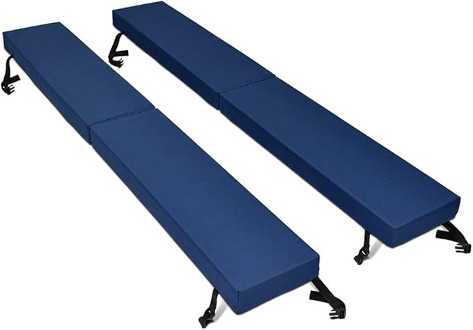 North American Mattress 8' Outdoor Picnic Bench Seat Cushion - 2 Piece Set; 96" (8ft) x 10" x 3"; Navy Blue - Folding & Easy to Carry