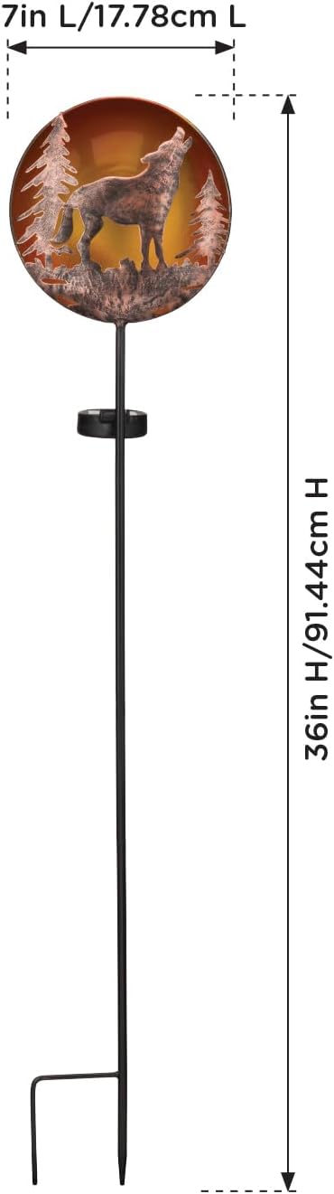 Regal Art & Gift Solar Stake Lights, Outdoor LED Powered Garden Stakes, Decorative Lawn Pathway Lights for Yard, Patio, and Garden – Waterproof Stake Light, Wolf