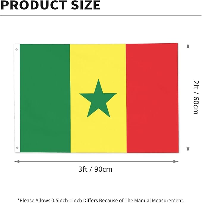 Senegal Senegalese Flag Garden Yard House 2x3 ft Flags Double Sided Print Banner Indoor Outdoor Party Home Decorations for Boat Dorm House Balcony